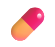 Capsule-shaped pill with pink and orange gradient color