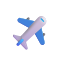 Blue airplane icon (stylized toy-like plane) in flight to the upper-right edge of the image.